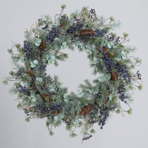 vijenac Aronija/češeri, fi60cm zel/plavi