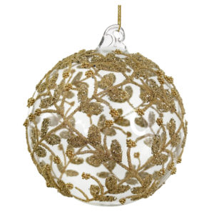 kugl Clear sa zlatnim listićima, 12cm, staklo