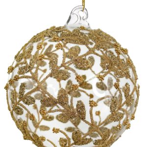 kugl Clear sa zlatnim listićima, 10cm, staklo