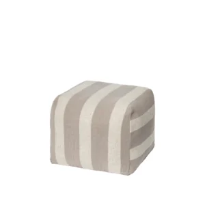 pouf Sigrid 50x50xh38cm, bež sa off white prugama