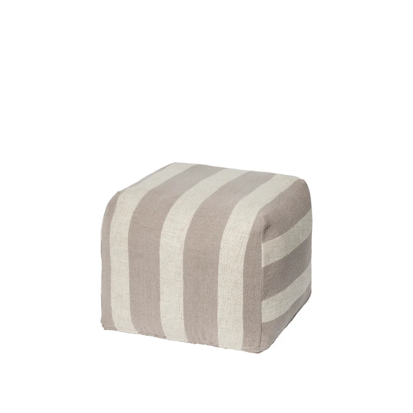 pouf Sigrid 50x50xh38cm, bež sa off white prugama