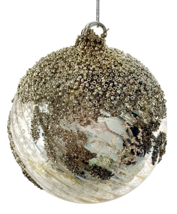 kuglica Deco s perlicama 10cm, srebrna
