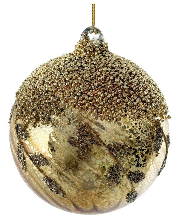 kuglica Deco s perlicama 10cm, zlatna
