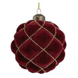 kuglica Velvet mreža, 10cm, bordo/zlatno