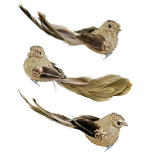 ptičica za bor, 14cm, zlatno/bež, sorto