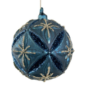 kugl Floral, 10cm, antiqe plava