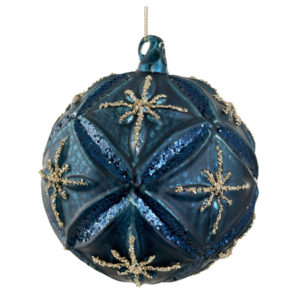 kugl Floral, 12cm, antique plava