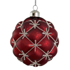 kuglica Velvet mreža-antik, 10cm, bordo/sreb