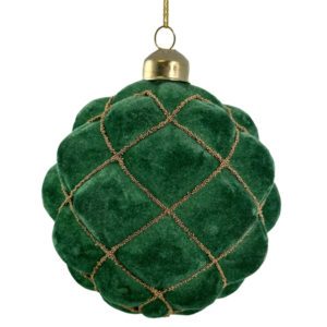 kuglica Velvet mreža, 10cm, zeleno/zlatno