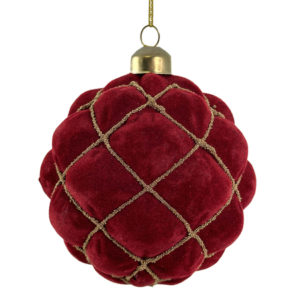 kuglica Velvet mreža, 10cm, crveno/zlatno