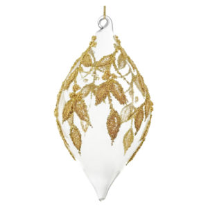 kugl Clear drop sa zlatnim listićima/, 15cm